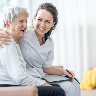 Curam carer providing regular visiting care at home